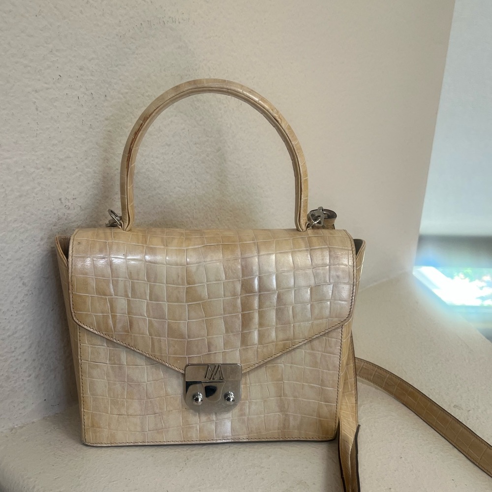 Escada Cream Leather Top Handle Bag Purse Small Shoulder Strap